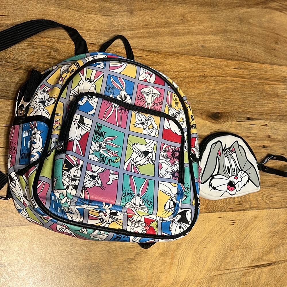 LOONEY TUNES BAG BUNDLE, MINI BACKPACK + COIN PURSE BUGS BUNNY